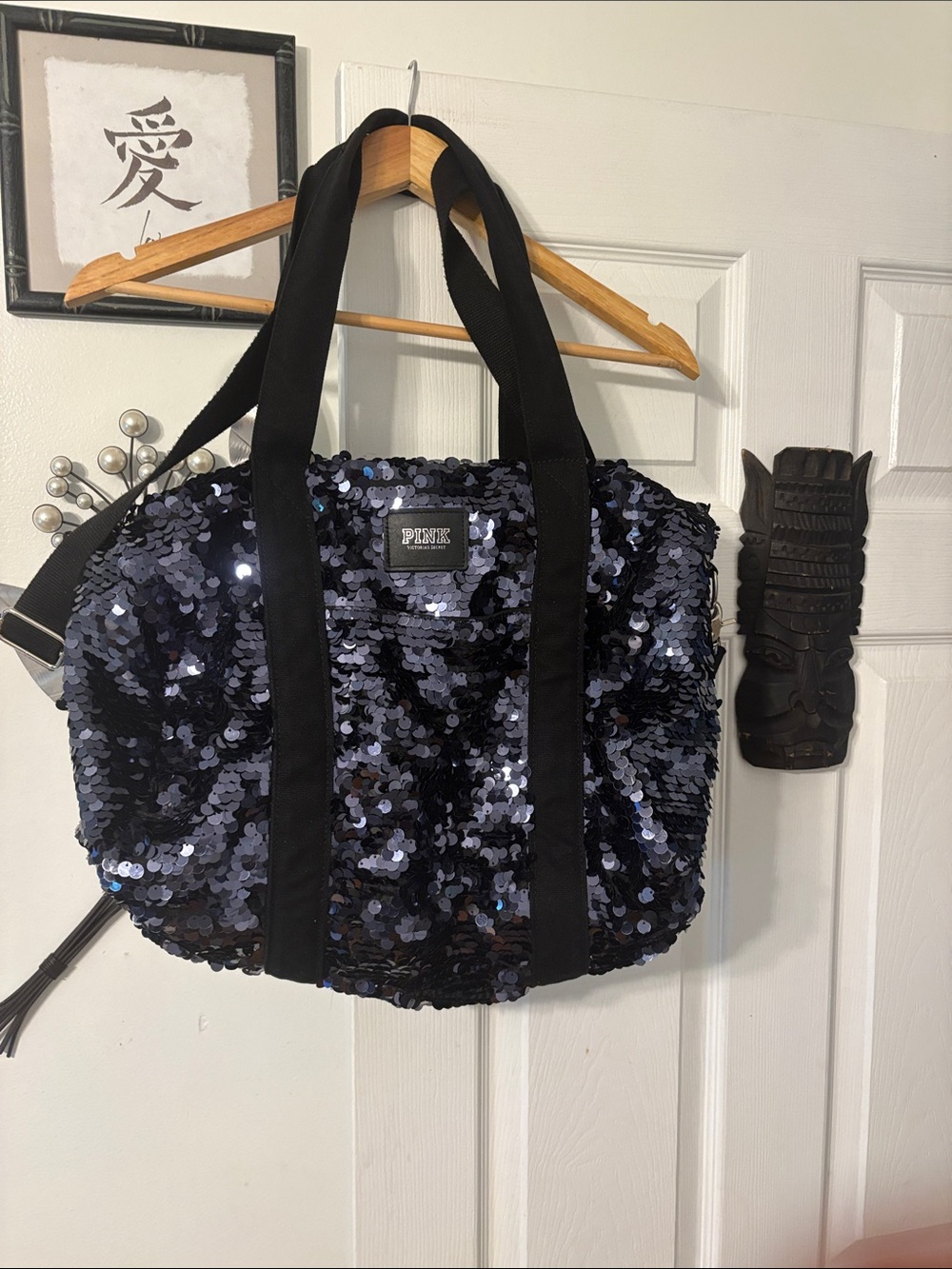 PINK Victoria's Secret Iridescent Sequin Tote - Black